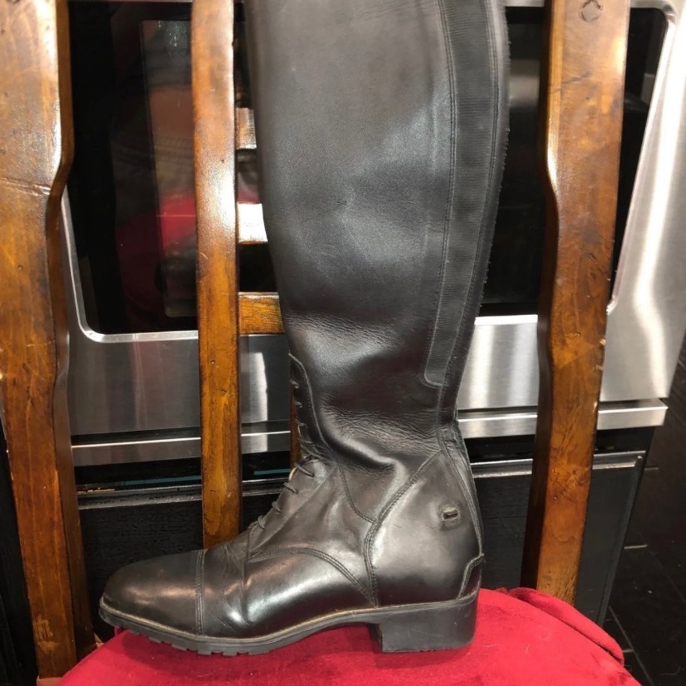 Tall black horse riding boots